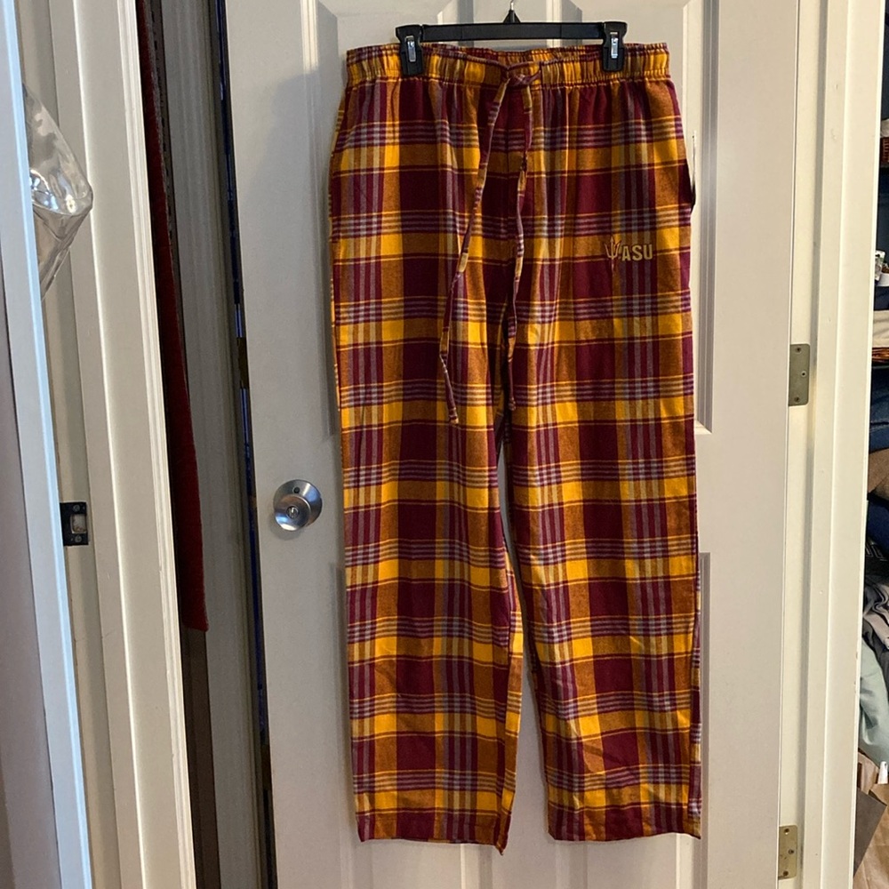 NWT Size Large Yellow and Maroon Plaid ASU Pajama Pants